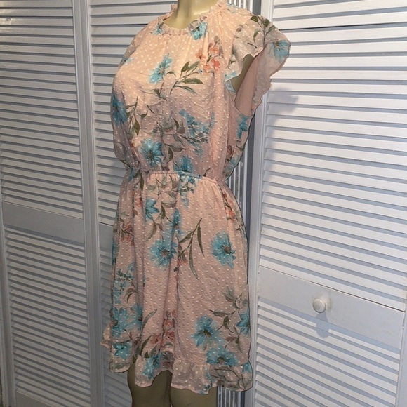 Dr2 by Daniel Rinn Pink and Blue Floral Dotted Dress size L - Picture 2 of 8